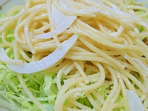 新玉ねぎでスパゲッティーサラダ